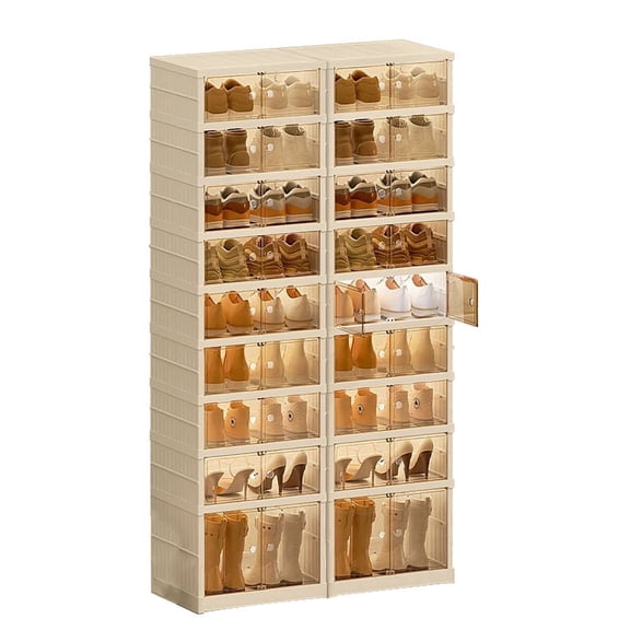 3-Tier Stackable Plastic Shoe Rack Foldable Space-Saving Organizer, White