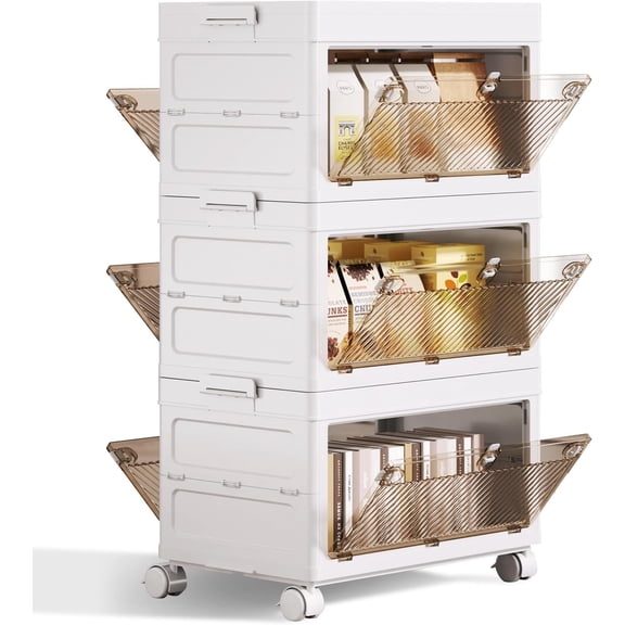 3-Tier Stackable Plastic Storage Bins - 67QT Stackable Storage Bins - Closet Organization Suitable for Bedroom, Organization and Boxes for Study, Room, Office