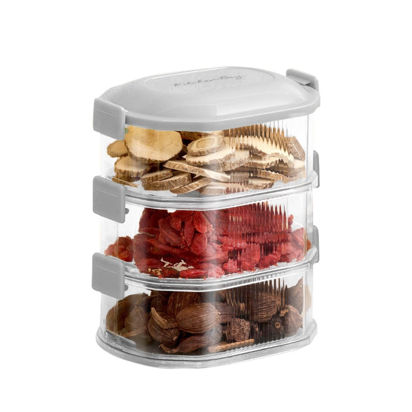 Stackable Modular Spice Containers 3-Tier Stackable Seasoning Containers Kit - Airtight Spice Jars with ...