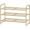 thumbnail image 1 of 3-Tier Stackable Shoe Rack, Expandable & Adjustable Shoe Shelf Storage Organizer, Metal Mesh, Gold$$Home Decor, Kitchen, & Other, 1 of 7