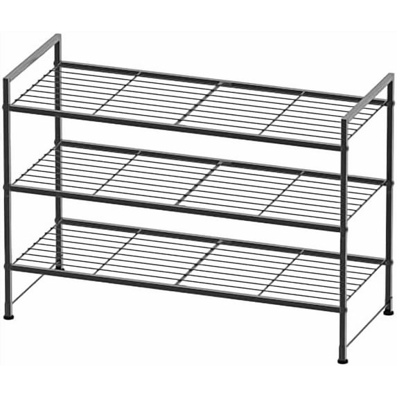 3-Tier Stackable Shoes Rack Storage Shelf, Black - Walmart.com