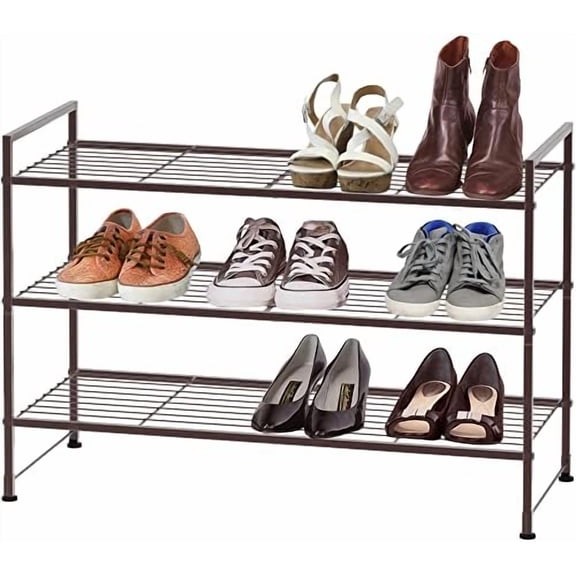 3-Tier Stackable Shoes Rack Storage Shelf, Bronze