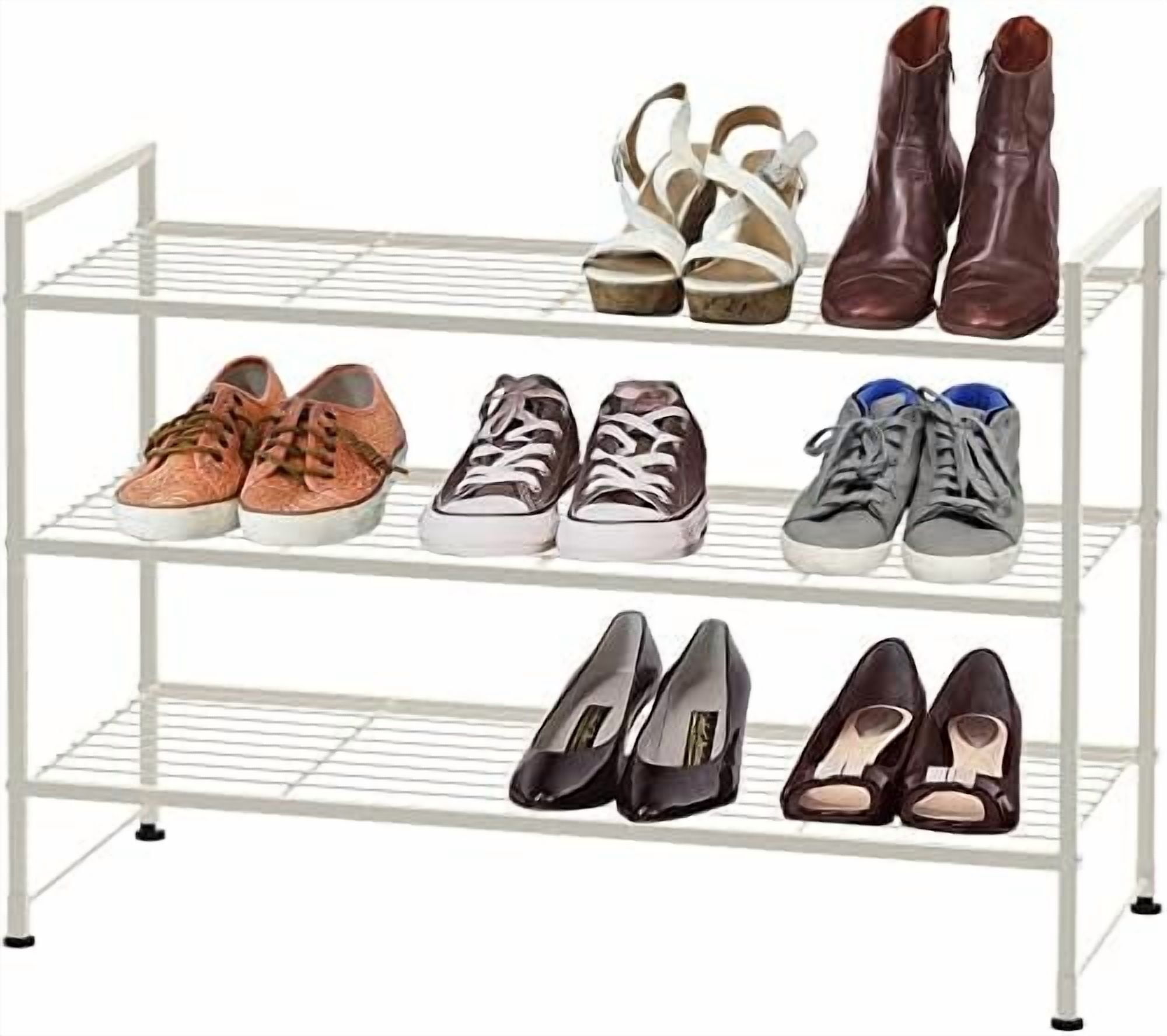 3-Tier Stackable Shoes Rack Storage Shelf, White - Walmart.com