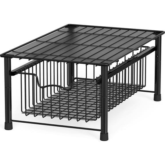 3-Tier Stackable Sliding Basket Storage Organizer Drawer for Bathroom and Kitchen, White, Space-Saving Durable Design