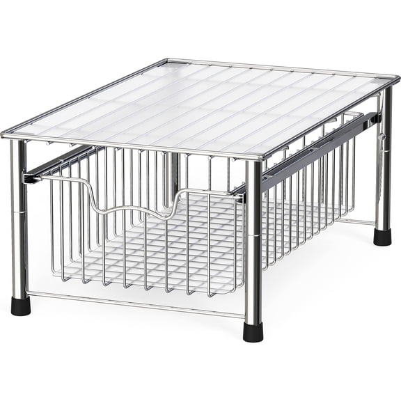 3-Tier Stackable Sliding Basket Storage Organizer Drawer for Bathroom and Kitchen, White, Space-Saving Durable Design