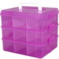 thumbnail image 1 of 3-Tier Stackable Storage Container with 18 Adjustable Compartments, Plastic Craft Organizer Case Tool Storage Container Bins for Jewelry Beads Arts and Crafts Beauty Supplies, 1 of 6