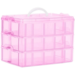 Pink Tackle Box, 4 Drawer, 13 Compartment Tool Storage Organizer for Crafts,  Dolls, Nail Kits, Sewing 10 X 10 Inches DIY Craft Storage NEW 
