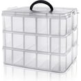 thumbnail image 1 of 3-Tier Stackable Storage Container Box with 30 Adjustable Compartments, Plastic Organizer Box,Snap-lock Tray Container Box for Fuse Beads, Jewelry,Tool,Kids Toy,Clear, 1 of 8