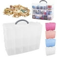 thumbnail image 1 of 3-Tier Stackable Storage Container Box with Dividers, 30 Compartments Plastic Storage Box, Clear Stackable Craft Organizers with Handle, Portable Storage Containers for Art Craft Storage, 1 of 7