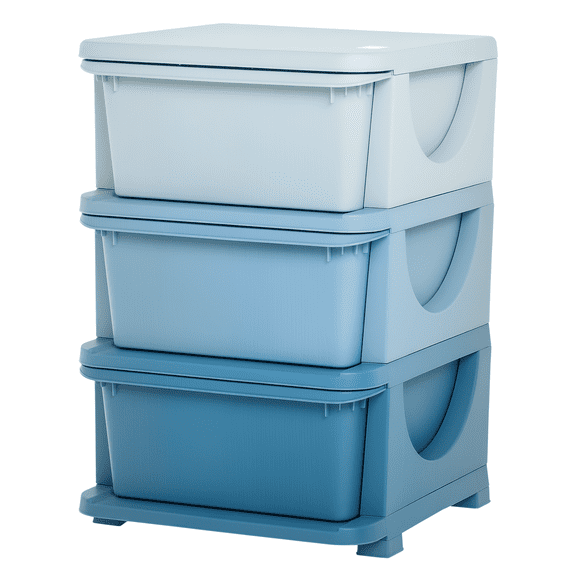 3 Tier Stackable Toy Organizer with 16L Drawers, Storage Chest for Bedroom, Playroom, Living Room, Blue
