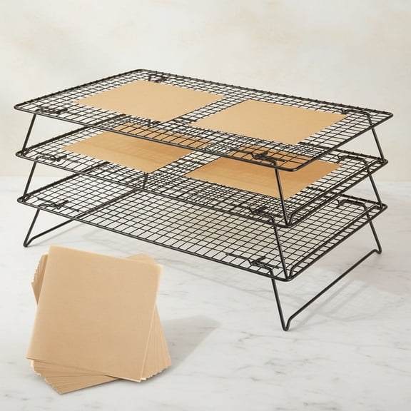 3-Tier Stackable Wire Cooling Rack with Legs, High-quality Carbon Steel, Cooling Rack for Cooking and Baking, Baking Paper, Nonstick, for Cookie, Pizza, Bread, Barbecue