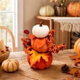 thumbnail image 1 of 3-Tier Stacked Artificial Speckled Pumpkin Table Decor with Maple Leaves and Berries Thanksgiving Centerpiece, 1 of 6