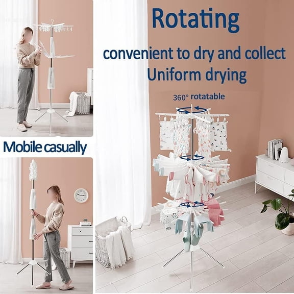 3-Tier Stainless Steel Clothes Drying Rack W/ 3 Rotatable Arms for Hangers