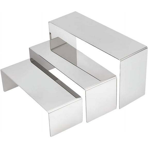 3-Tier Stainless Steel Display Risers 3 Sizes Riser Display Shelf ...