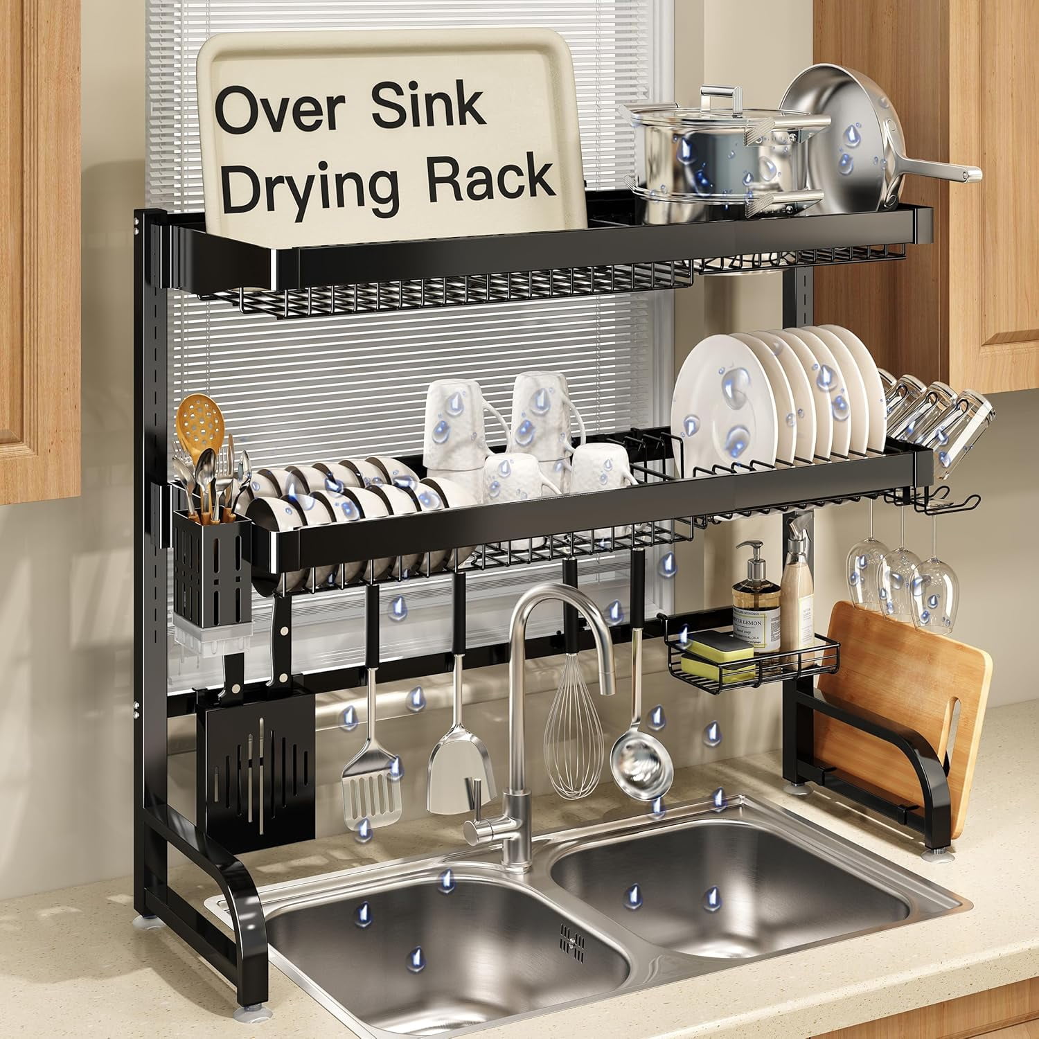 3 Tier Stainless Steel Expandable Over The Sink Dish Drainer Drying ...