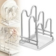 thumbnail image 1 of 3-Tier Stainless Steel Kitchen Pot Lid & Utensil Organizer – Multi-Functional Countertop Rack for Pots, Lids, Bakeware & Small Kitchens, 1 of 9
