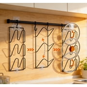 3-Tier Stainless Steel Pot Lid Organizer - Wall-Mounted & Cabinet Door Hanger, No Drilling Rustproof Storage Rack, Perfect for Cutting Boards & Kitchen Lids, 1pc