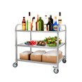 3Tier Stainless Steel Rolling Kitchen Cart with 360° Rotation, Locking