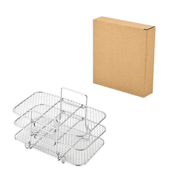 3-Tier Stainless Steel Square Air Fryer Grill Accessory, Stackable Dehydrator, Versatile Roasting Rack for Kitchen, BBQ, and Pressure Cooker Rack Use