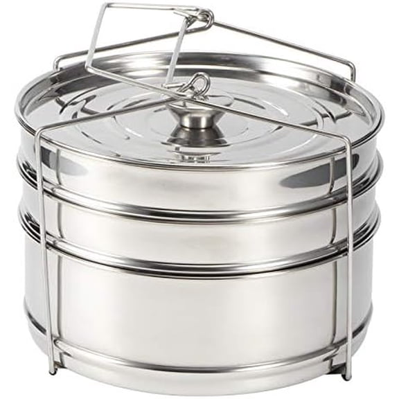 3 Tier Stainless Steel Steamer Pot, Stackable Basket for Cooking, Large Capacity Steam Cooker With Handle, Metal Food Steamer for Presser Cookers$$Home Decor, Kitchen, & Other