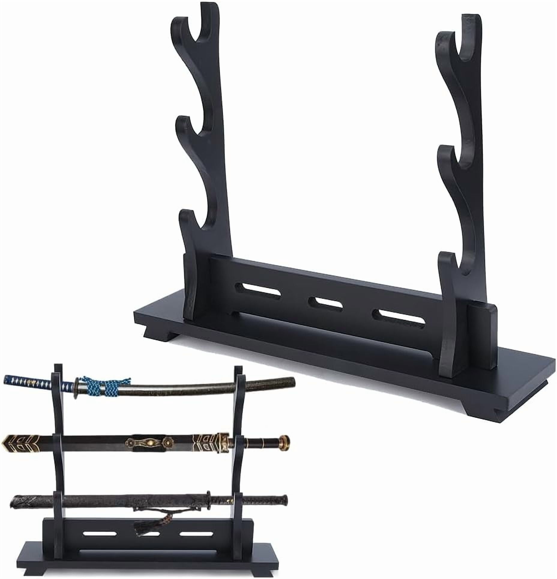 3-Tier Stand Katana Stand 39.5x8.9x31.5cm Wooden Katana Holder Black Swords Display Holder Wood Swords Racks for Home Decor Collectors Men Husband Gift