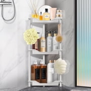 3 Tier Standing Shower Caddy for Bathroom Organizer Rustproof Corner Shower Shelves Storage with Large Capacity - Shower Organizer Rack for Bathroom Essentials, White