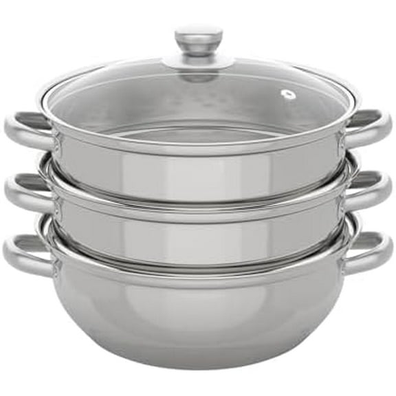 3-Tier Steamer Pot for Cooking, 304 Stainless Steel Steamer Cookware, Vegetable & Dumpling Multipurpose Steam Set for Kitchen Dining Home Commercial Use$$Home Decor, Kitchen, & Other
