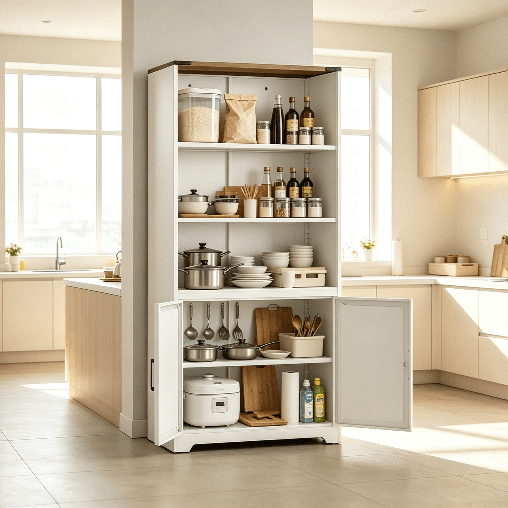 3-Tier Steel Barn Door Display Case, 69.7x31.5x15.4 Inches, Off-White With Contrasting Wood Grain