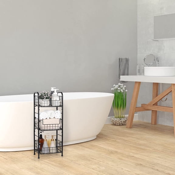 3-Tier Steel Organizer Shelf Rack - Metal Storage Shelving Furniture Unit Rack