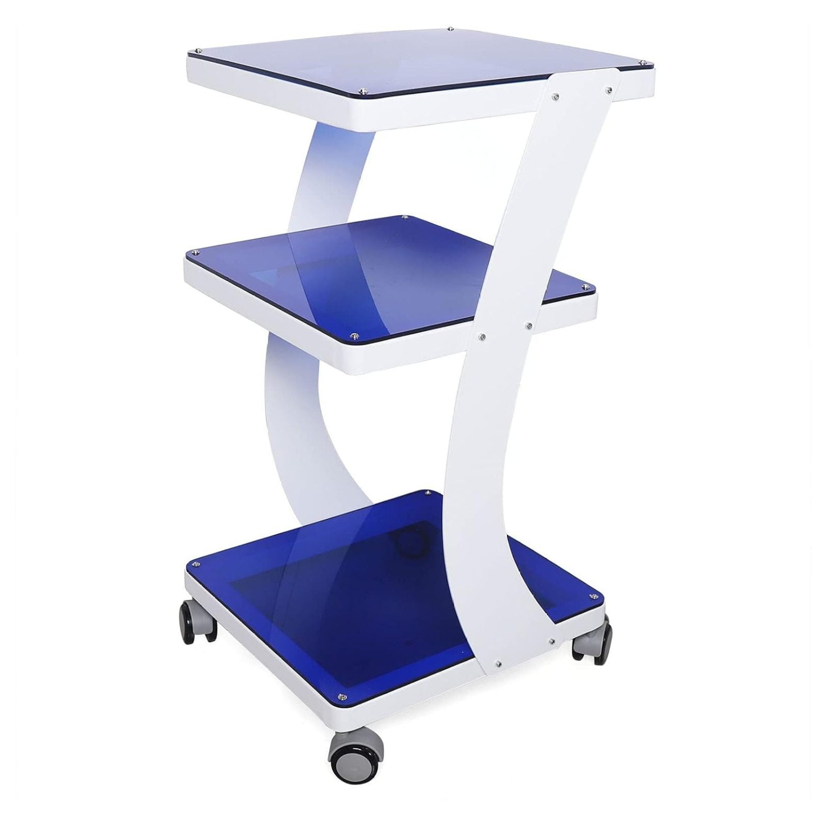 3 Tier Steel Rolling Utility Cart Beauty Salon Trolley Stand Carts,3Shelf Glass and Steel Den