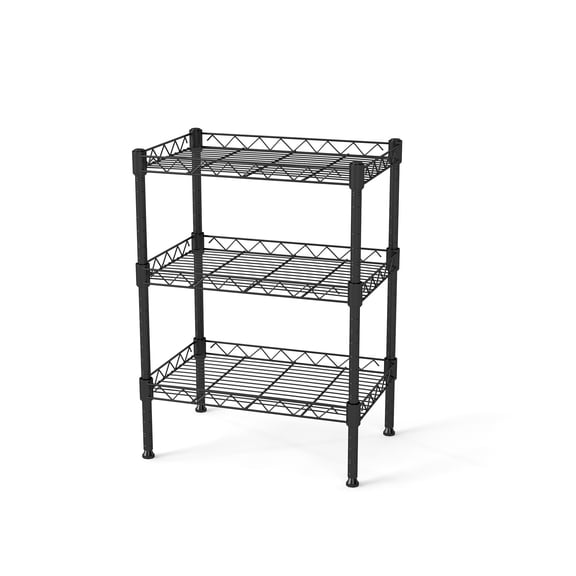 3-Tier Steel Wire Shelving Unit Compact 17.71"x11.81"x23.63" Snap-Fit Assembly 55 Lbs Per Shelf