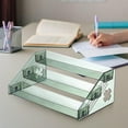 thumbnail image 1 of 3-Tier Step Organizer, Desktop Storage Rack, Display Stand, Staggered Shelf, Sturdy Plastic Lightweight, Multi-Purpose Desk Organizer, for Office Home Workspace, 1 of 7