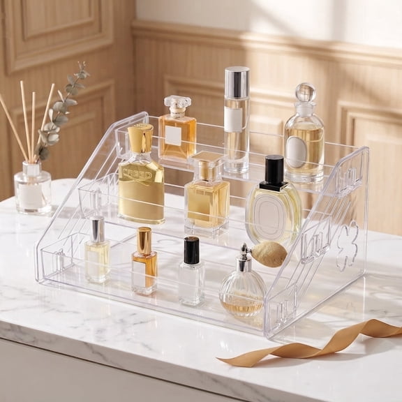 3 Tier Transparent Step Perfume Organizer & Desktop Display Stand