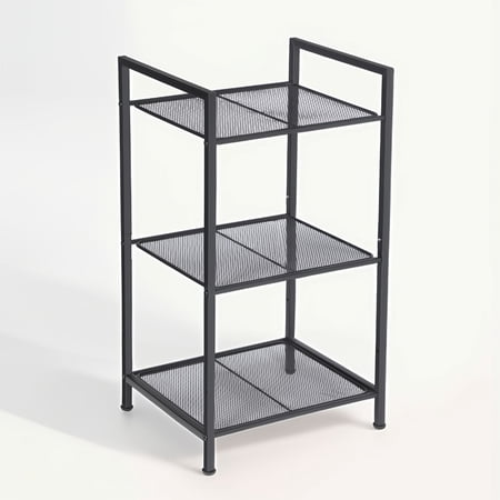 3-Tier Storage Rack, Customizable Bathroom Shelf Black