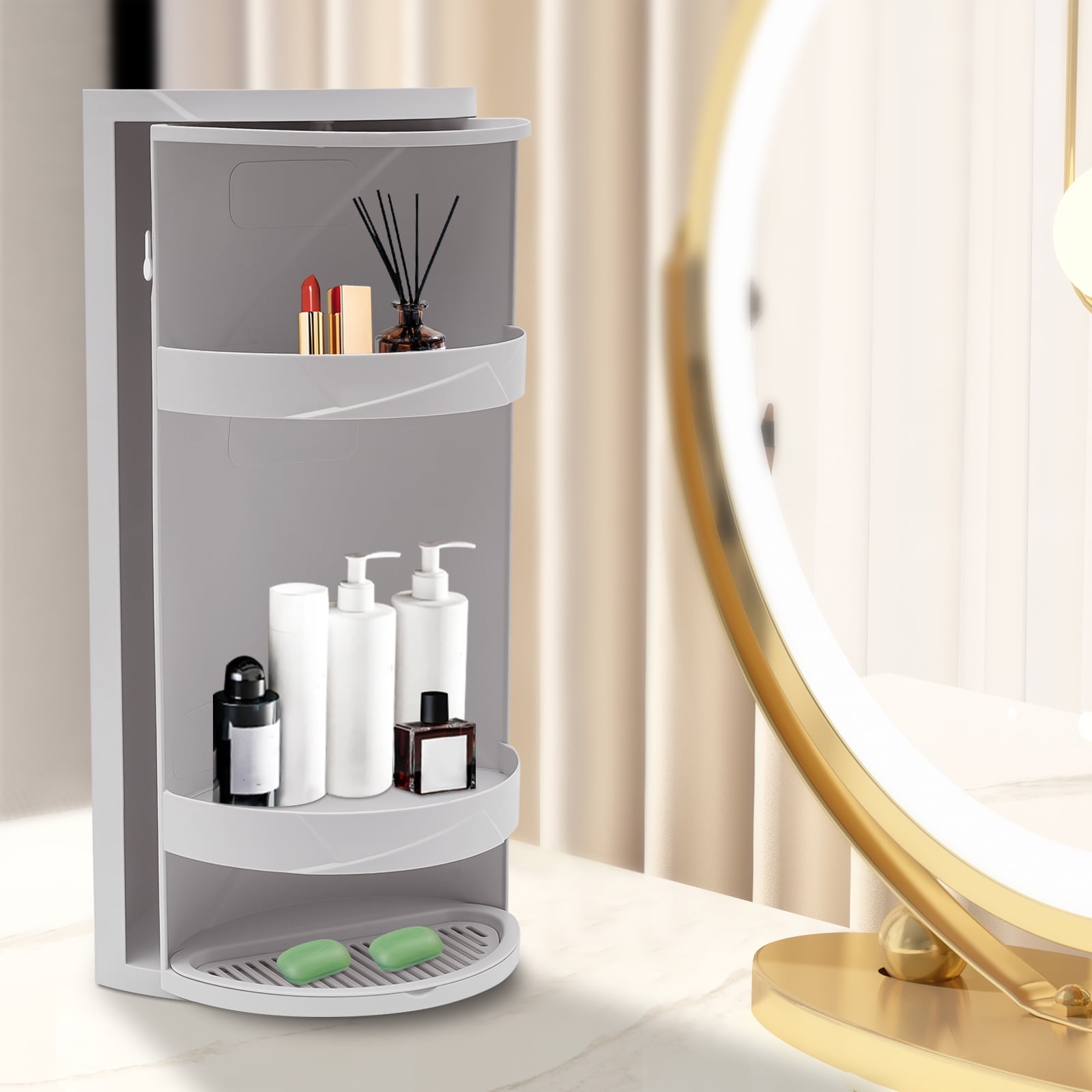 Lotion Racks 3 Tier Storage Rack, Rotating Makeup Storage Rack, Table Top Cosmetic ...