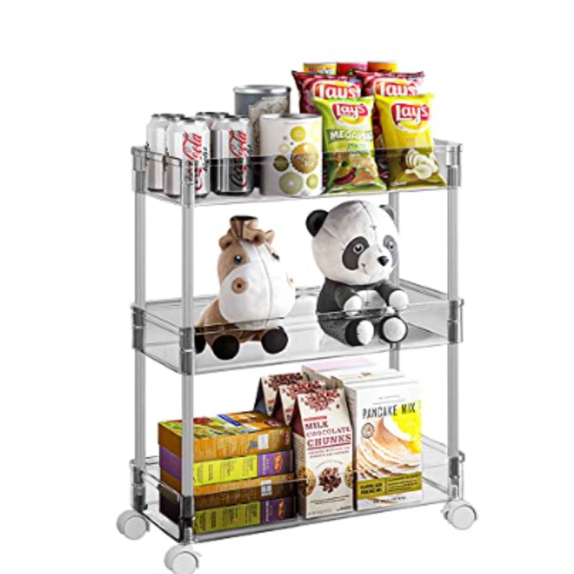 3 Tier Storage Rack Storage Cart Storage Rolling Utility Cart for
