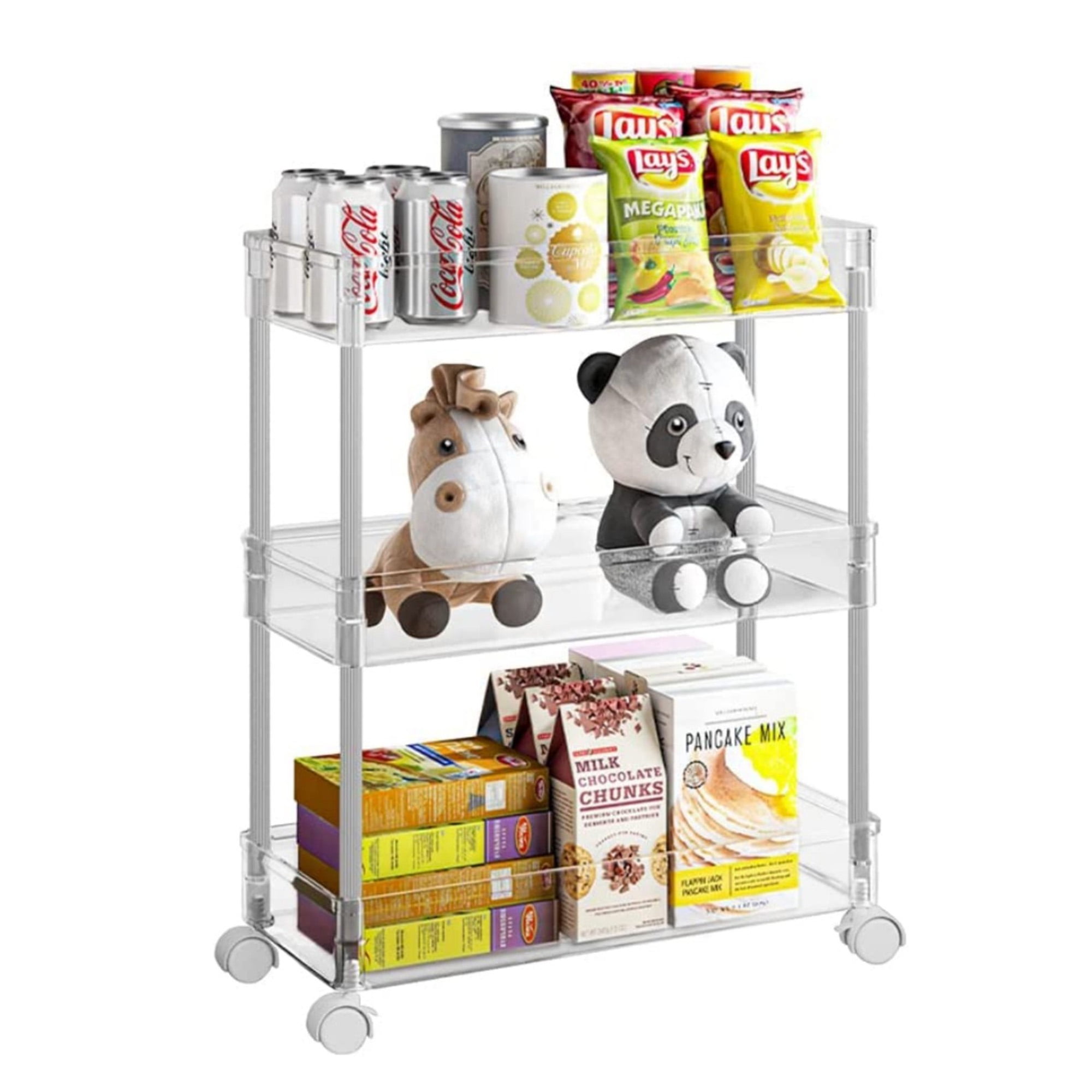 3 Tier Storage Rack Storage Cart Storage Rolling Utility Cart for