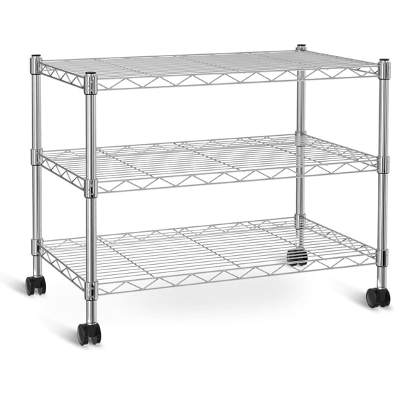 3-Tier Storage Shelves, 750 Lbs Loading Capacity, 24.02" W x 13.78" D x 21.97" H Shelving Unit for Garage, Pantry and Kitchen, Chrome