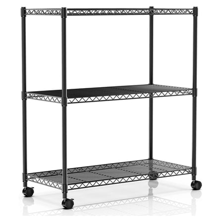 3-Tier Storage Shelves, 750 Lbs Loading Capacity, 24.02" W x 13.78" D x 29.92" H Shelving Unit for Pantry, Garage and Kitchen, Black