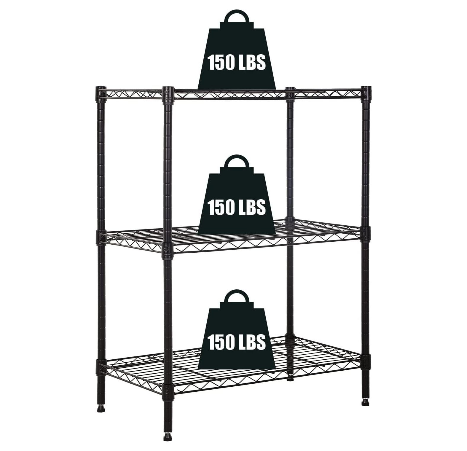 3Tier Storage Shelves Adjustable,Wire Shelving Heavy Duty Storage Rack