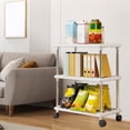 thumbnail image 1 of 3 Tier Storage Shelves with Wheels, Plastic and Metal Freestanding Shelf Bathroom Organizer, Shelving Storage Rack Organizer, Standing Storage Shelf Units for Bathroom Kitchen Pantry Closet, 1 of 6