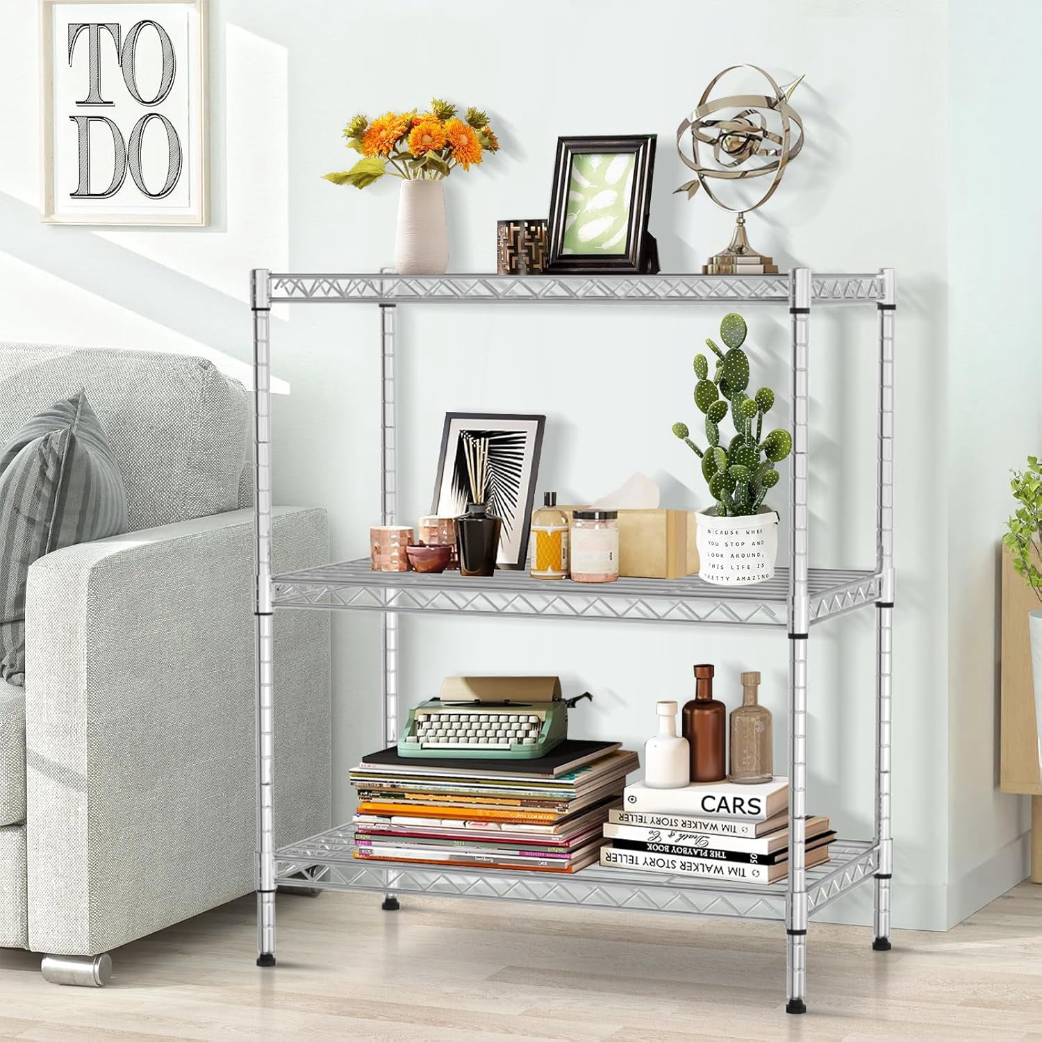 Leviling Racks 3-Tier Storage Shelves Wire Shelving Unit Utility Metal Shelving ...