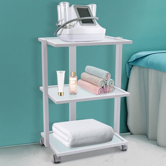 3 Tier Tempered Glass Esthetician Beauty Trolley Cart Salon Storage Glass Tray