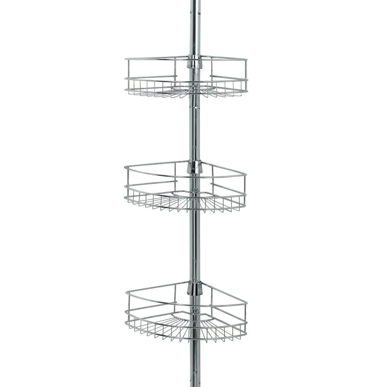 3-Tier Tension Pole Shower Caddy, 60 in. to 97 in., Chrome