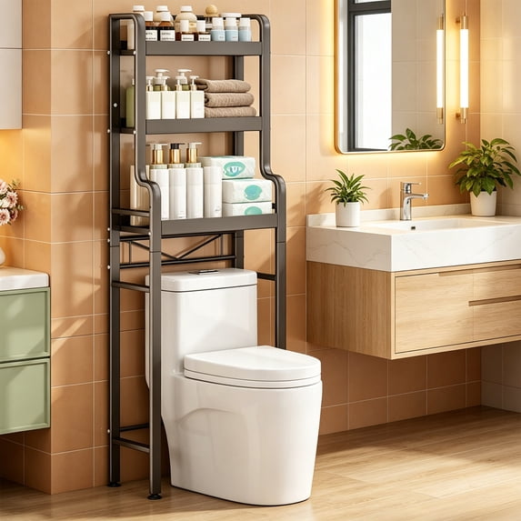 3-Tier Over Toilet Storage with Anti-Tilt Safety System - Total ...