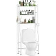 thumbnail image 1 of 3-Tier Over The Toilet Storage with Paper Holder, Metal Bathroom Organizers and Storage for Small Space, Freestanding Bathroom Shelves with 4 Hooks, Above The Toilet Storage Shelf, White, 1 of 8