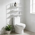 thumbnail image 1 of 3-Tier Over Toilet Storage Rack - Plastic, Black/White, Freestanding Organizer for Bathroom Toiletries & Daily Essentials, Space-Saving Design (155x47x25cm), 1 of 8