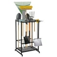 thumbnail image 1 of 3-Tier Tool Organizer Rack,28 Inch Steel Garden Tool Storage Shelf with Long-Handled Tool Slots & Hooks,Freestanding Garage Rack Up to 35 Tools,Black, 1 of 7