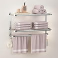 thumbnail image 1 of 3-Tier Towel Racks for Bathroom with Towel Bars Multilayer Hotel Towel Shelf Stainless Steel Wall-Mounted Brushed Finish Holder with Towel Shelves 23 Inches, 1 of 12