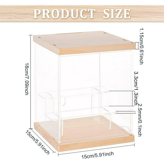 3-Tier Transparent Acrylic Presentation boxes Minifigures Display Case with Wood Base for Doll Action Figures Storage Clear Finish Product: 15x15x18cm about 10pcs/set
